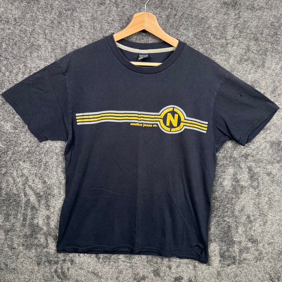 Vintage Distressed Nautica Jeans Co. T-Shirt Men's Medium Graphic Tee - Picture 1 of 9